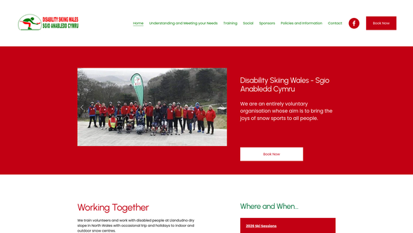 Screenshot of the Disability Skiing Wales website