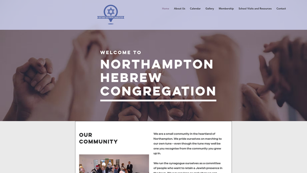Screenshot of the Northampton Hebrew Congregation website