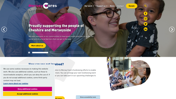 Screenshot of the Mersey Care NHS Foundation Trust Charity website