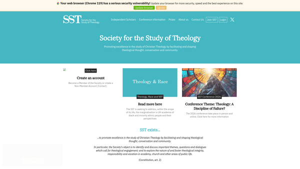 Screenshot of the Society For The Study Of Theology website