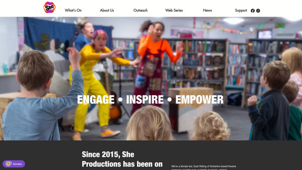 Screenshot of the She Productions website
