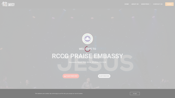 Screenshot of the The Redeemed Christian Church Of God Praise Embassy Eton Wick website