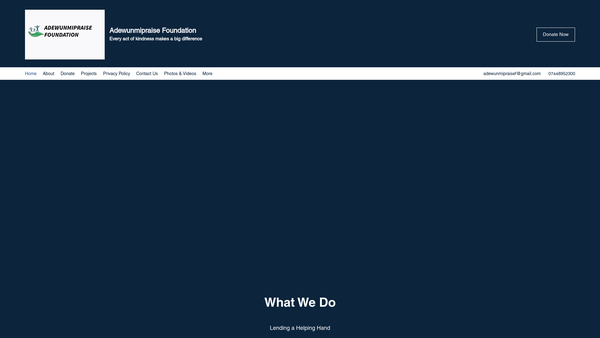 Screenshot of the Adewunmipraise Foundation website