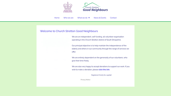 Screenshot of the Church Stretton Good Neighbours website