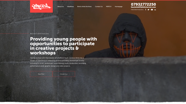 Screenshot of the Brink Productions website