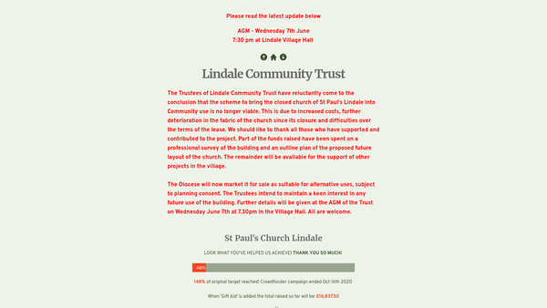 Screenshot of the Lindale Community Trust website