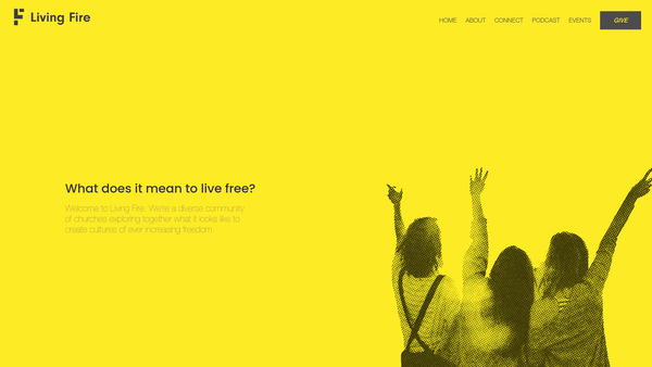 Screenshot of the Living Fire website