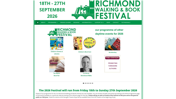 Screenshot of the Richmond Walking And Book Festival website