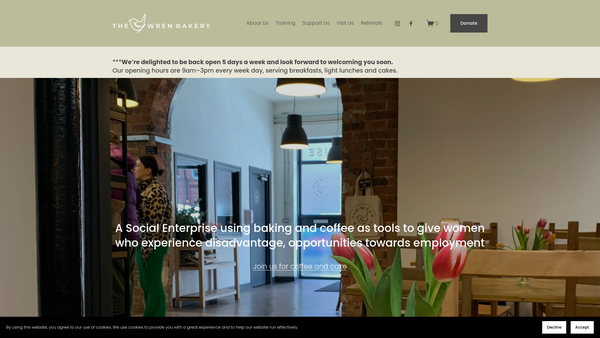 Screenshot of the The Wren Bakery CIO website