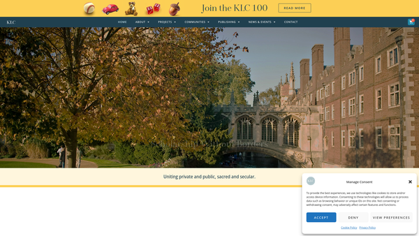 Screenshot of the Kirby Laing Centre For Public Theology In Cambridge website