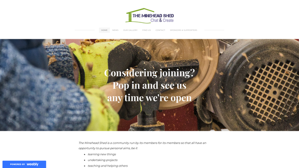 Screenshot of the The Minehead Shed website