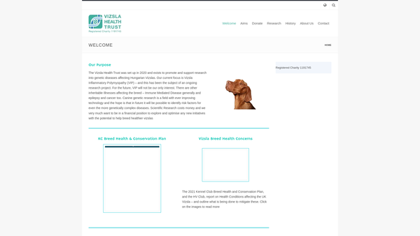 Screenshot of the Vizsla Health Trust website