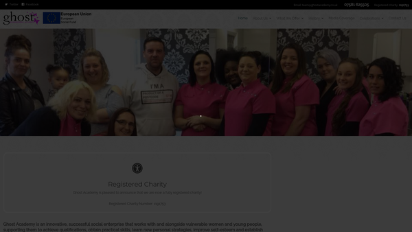 Screenshot of the Ghost Academy website