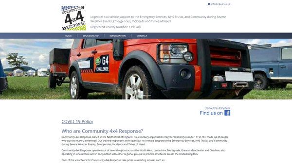 Screenshot of the Community 4x4 Response website