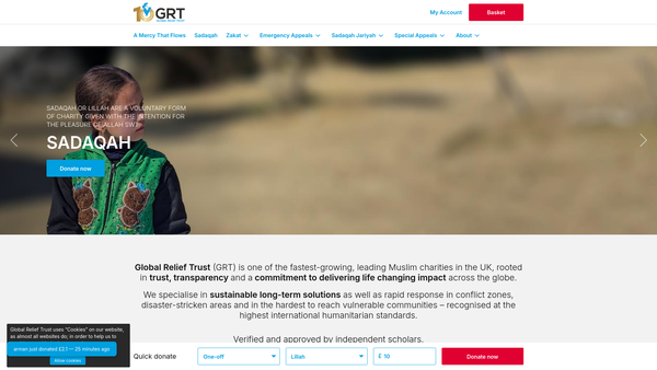Screenshot of the Global Relief Trust website