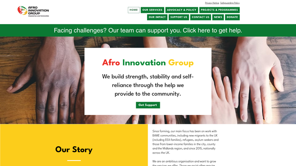 Screenshot of the Afro Innovation Group website