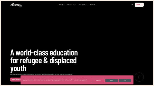 Screenshot of the Alsama Project website