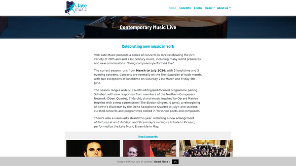 Screenshot of the York Late Music website