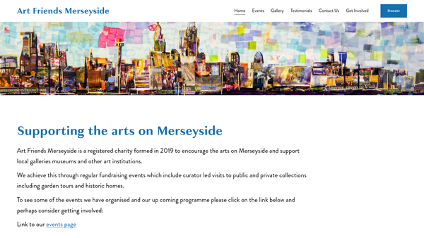 Screenshot of the Art Friends Merseyside website