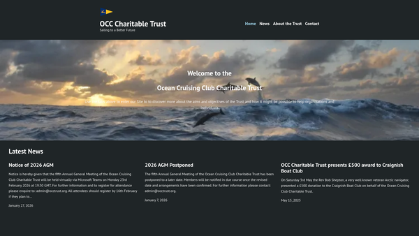 Screenshot of the Ocean Cruising Club Charitable Trust website
