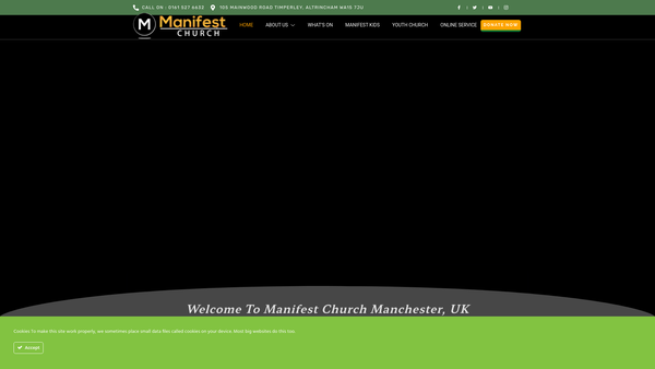 Screenshot of the The Redeemed Christian Church Of God Manifest Church website