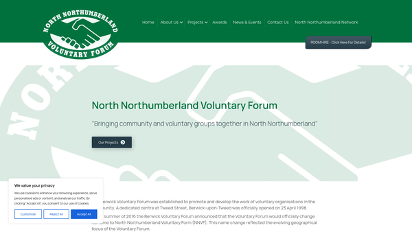 Screenshot of the North Northumberland Voluntary Forum website