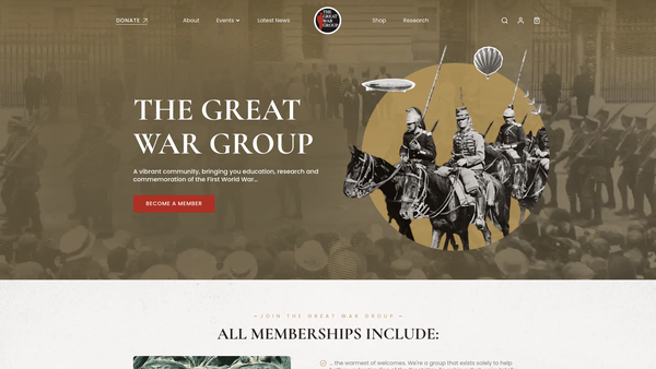 Screenshot of the The Great War Group website