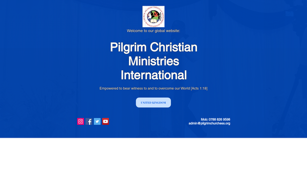 Screenshot of the Pilgrim Christian Ministries International website