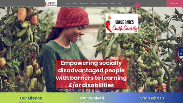 Screenshot of the Uncle Paul's Chilli Farm website