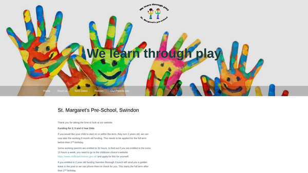 Screenshot of the St Margaret's Pre-School website