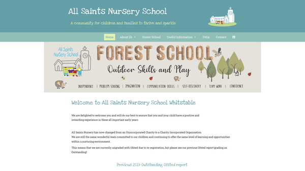Screenshot of the All Saints Nursery School website