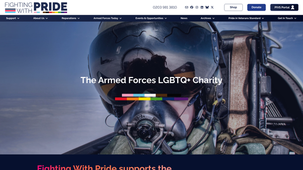 Screenshot of the Fighting With Pride website