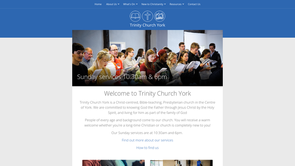 Screenshot of the Trinity Church York website