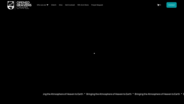 Screenshot of the Opened Heavens Chapel website