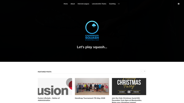 Screenshot of the Charnwood Squash And Racketball Club website