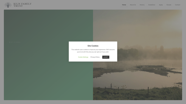 Screenshot of the The Kiln Family Trust website