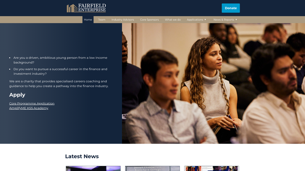 Screenshot of the Fairfield Enterprise website