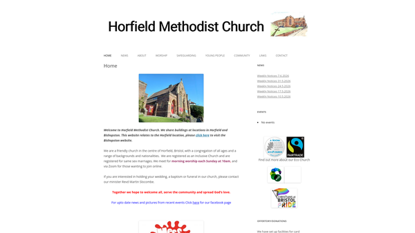 Screenshot of the Horfield Methodist Church website