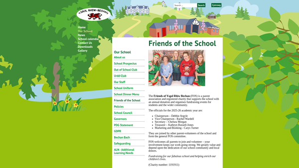 Screenshot of the Friends Of Ysgol Rhiw Bechan website
