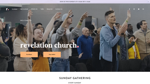 Screenshot of the Revelation Church Manchester website