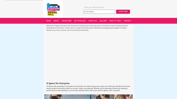 Screenshot of the Station Hall Herne Hill website