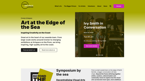 Screenshot of the Cromer Artspace CIO website