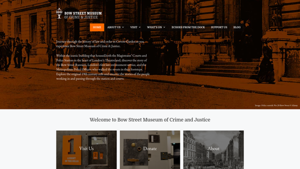 Screenshot of the Bow Street Police Museum website