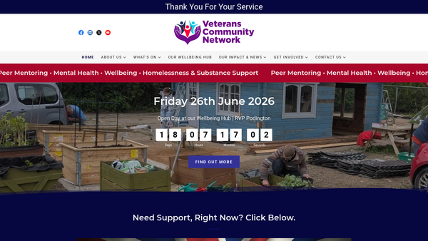 Screenshot of the Veterans Community Network website