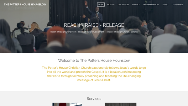 Screenshot of the The Potter's House Christian Fellowship Hounslow website