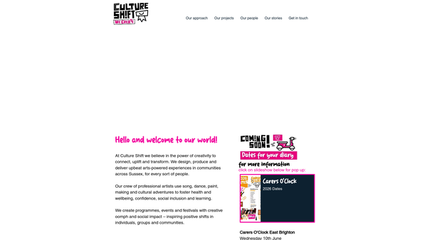Screenshot of the Culture Shift website