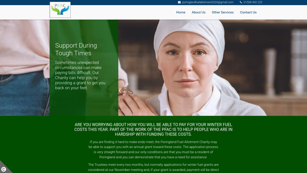 Screenshot of the Poringland Fuel Allotment website