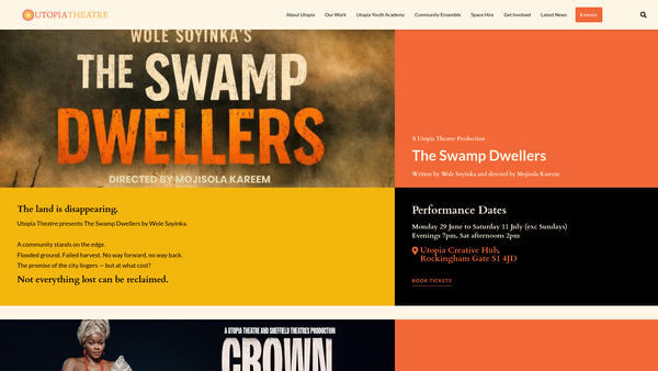 Screenshot of the Utopia Theatre website