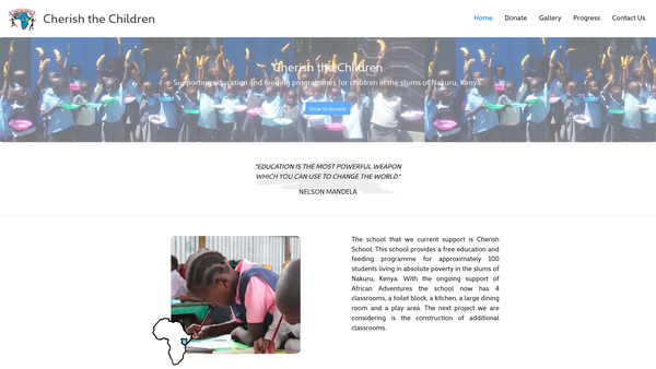 Screenshot of the Cherish The Children website