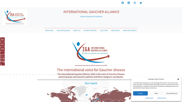 Screenshot of the International Gaucher Alliance website